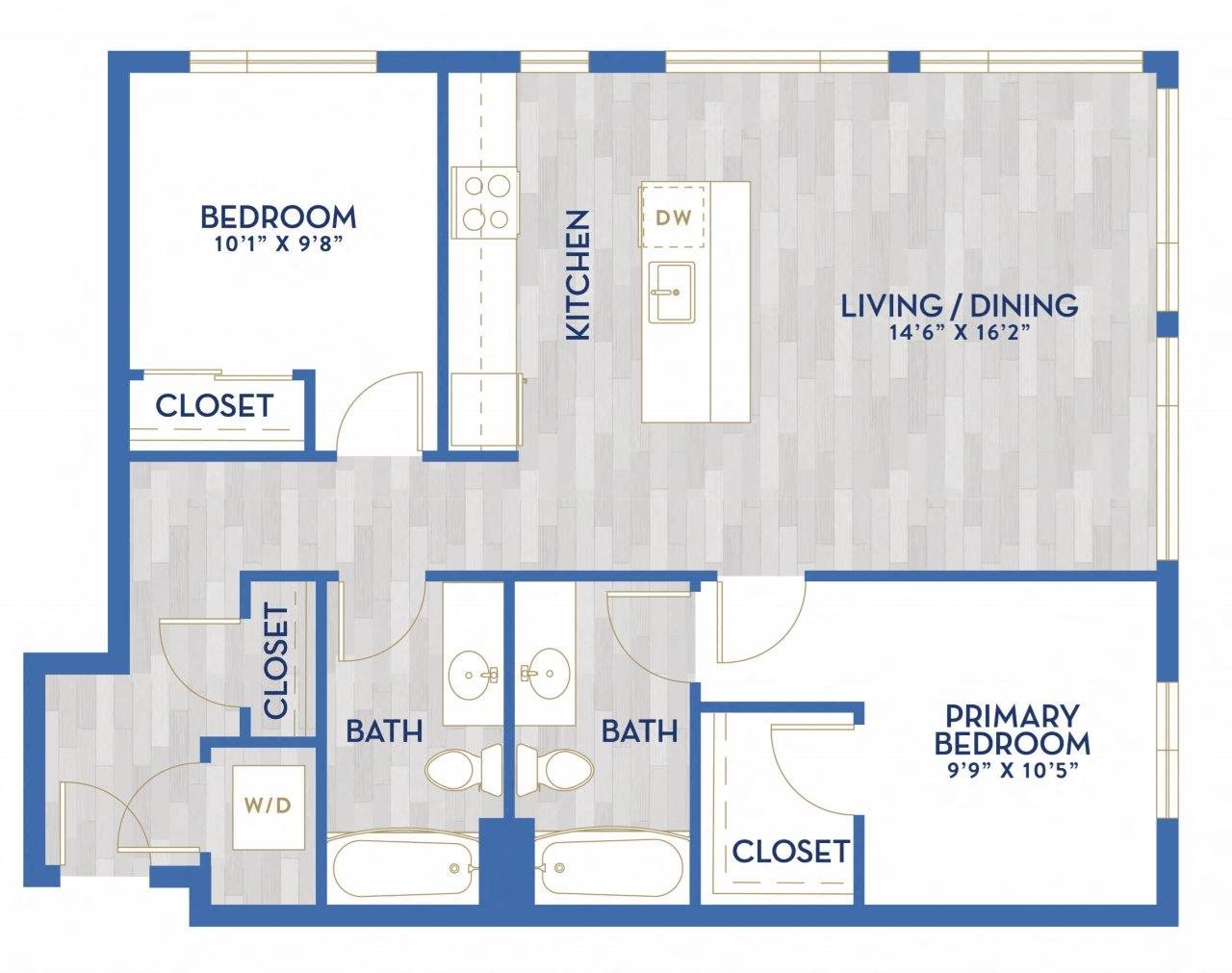 D2 - Two Bed, Two Bath floor plan
